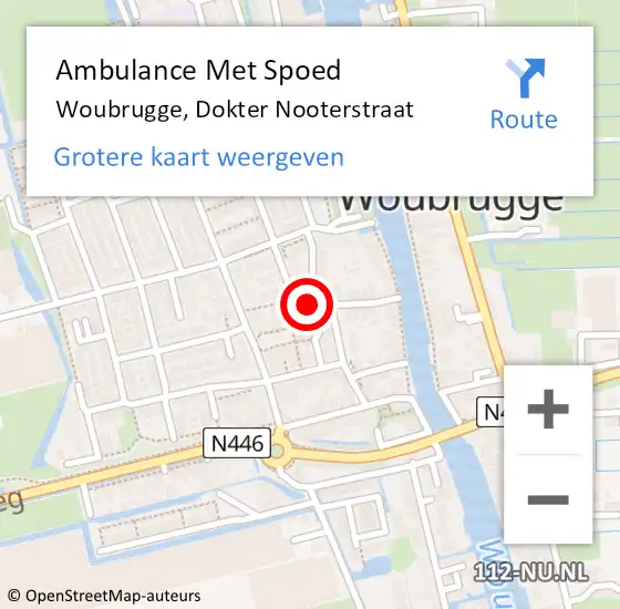 Locatie op kaart van de 112 melding: Ambulance Met Spoed Naar Woubrugge, Dokter Nooterstraat op 22 januari 2023 22:49