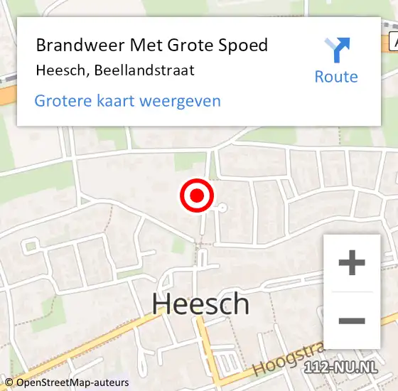 Locatie op kaart van de 112 melding: Brandweer Met Grote Spoed Naar Heesch, Beellandstraat op 22 januari 2023 23:15