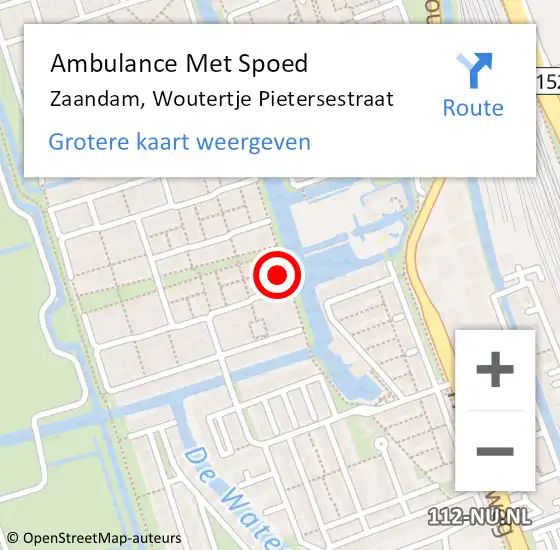 Locatie op kaart van de 112 melding: Ambulance Met Spoed Naar Zaandam, Woutertje Pietersestraat op 22 januari 2023 23:43