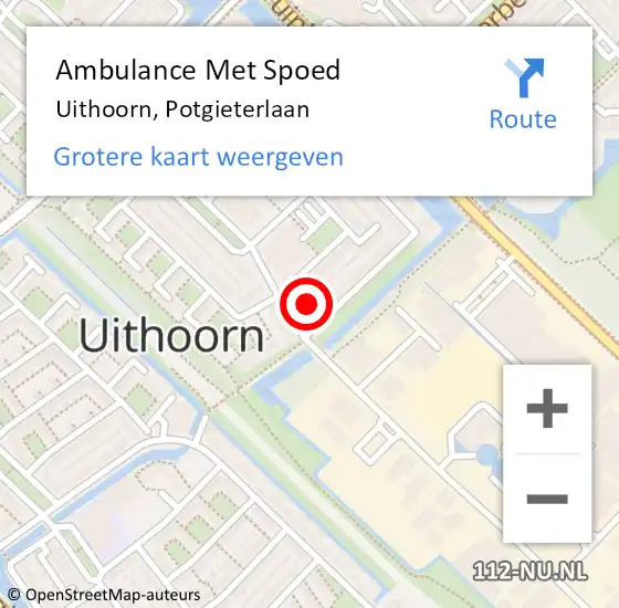 Locatie op kaart van de 112 melding: Ambulance Met Spoed Naar Uithoorn, Potgieterlaan op 23 januari 2023 00:06