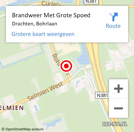 Locatie op kaart van de 112 melding: Brandweer Met Grote Spoed Naar Drachten, Bohrlaan op 23 januari 2023 00:35