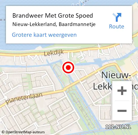 Locatie op kaart van de 112 melding: Brandweer Met Grote Spoed Naar Nieuw-Lekkerland, Baardmannetje op 23 januari 2023 00:44