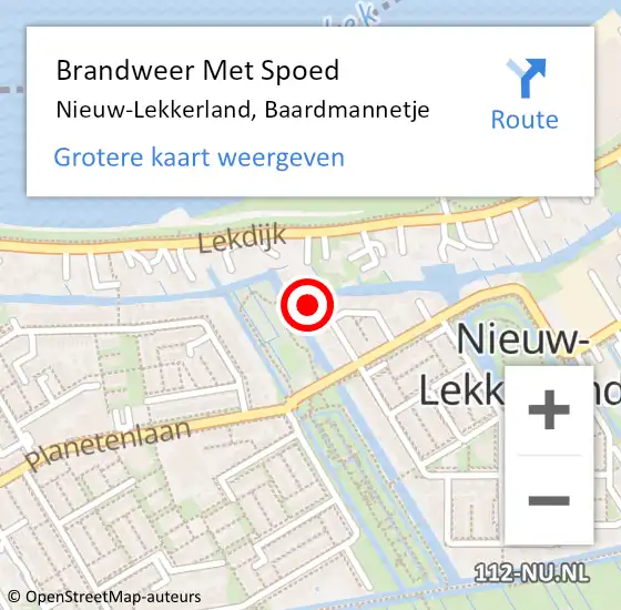 Locatie op kaart van de 112 melding: Brandweer Met Spoed Naar Nieuw-Lekkerland, Baardmannetje op 23 januari 2023 01:09