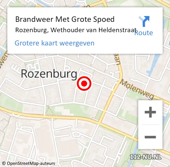 Locatie op kaart van de 112 melding: Brandweer Met Grote Spoed Naar Rozenburg, Wethouder van Heldenstraat op 23 januari 2023 01:27