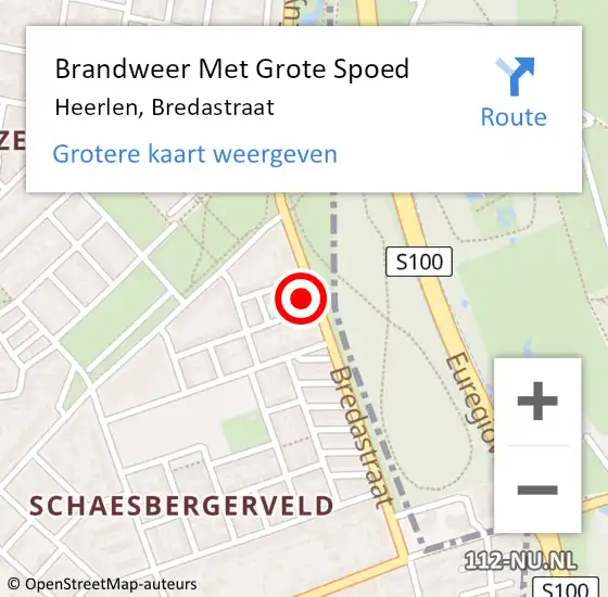 Locatie op kaart van de 112 melding: Brandweer Met Grote Spoed Naar Heerlen, Bredastraat op 23 januari 2023 01:49