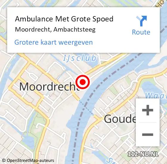 Locatie op kaart van de 112 melding: Ambulance Met Grote Spoed Naar Moordrecht, Ambachtsteeg op 23 januari 2023 02:27