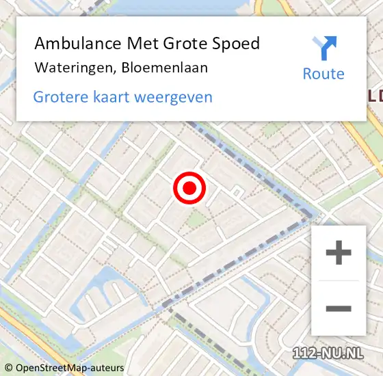 Locatie op kaart van de 112 melding: Ambulance Met Grote Spoed Naar Wateringen, Bloemenlaan op 23 januari 2023 03:42