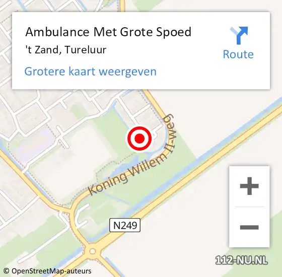 Locatie op kaart van de 112 melding: Ambulance Met Grote Spoed Naar 't Zand, Tureluur op 23 januari 2023 04:30