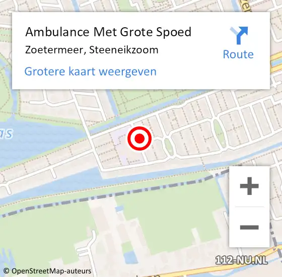 Locatie op kaart van de 112 melding: Ambulance Met Grote Spoed Naar Zoetermeer, Steeneikzoom op 23 januari 2023 05:48