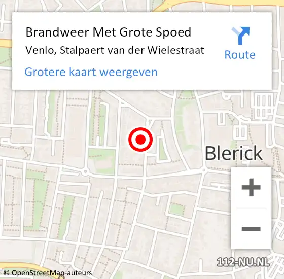 Locatie op kaart van de 112 melding: Brandweer Met Grote Spoed Naar Venlo, Stalpaert van der Wielestraat op 23 januari 2023 06:08