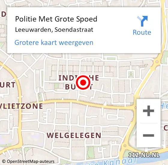 Locatie op kaart van de 112 melding: Politie Met Grote Spoed Naar Leeuwarden, Soendastraat op 23 januari 2023 07:26