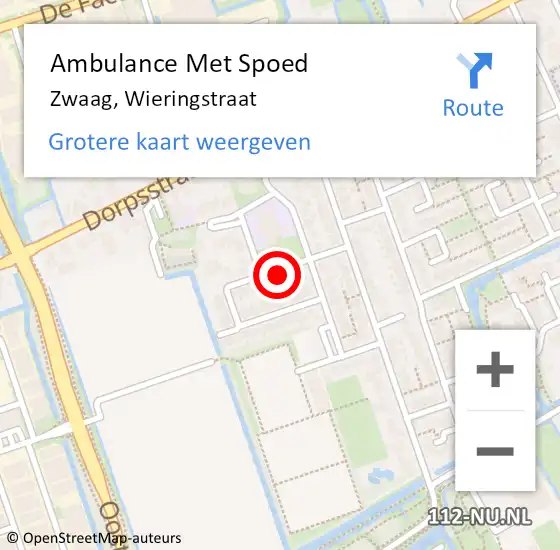 Locatie op kaart van de 112 melding: Ambulance Met Spoed Naar Zwaag, Wieringstraat op 23 januari 2023 07:27