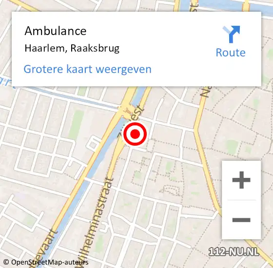 Locatie op kaart van de 112 melding: Ambulance Haarlem, Raaksbrug op 23 januari 2023 07:52