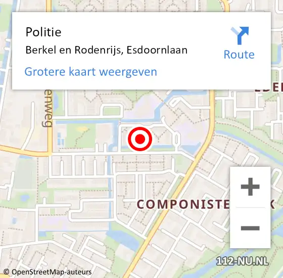 Locatie op kaart van de 112 melding: Politie Berkel en Rodenrijs, Esdoornlaan op 23 januari 2023 07:55