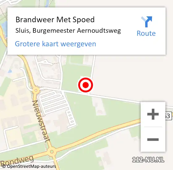 Locatie op kaart van de 112 melding: Brandweer Met Spoed Naar Sluis, Burgemeester Aernoudtsweg op 23 januari 2023 08:07