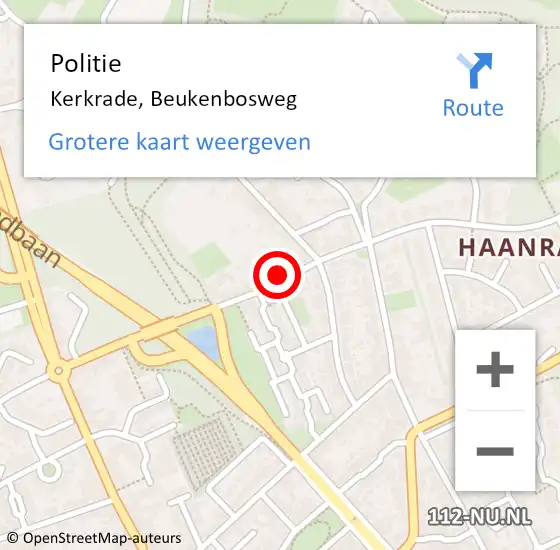 Locatie op kaart van de 112 melding: Politie Kerkrade, Beukenbosweg op 23 januari 2023 08:08