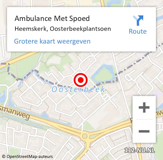 Locatie op kaart van de 112 melding: Ambulance Met Spoed Naar Heemskerk, Oosterbeekplantsoen op 23 januari 2023 08:31