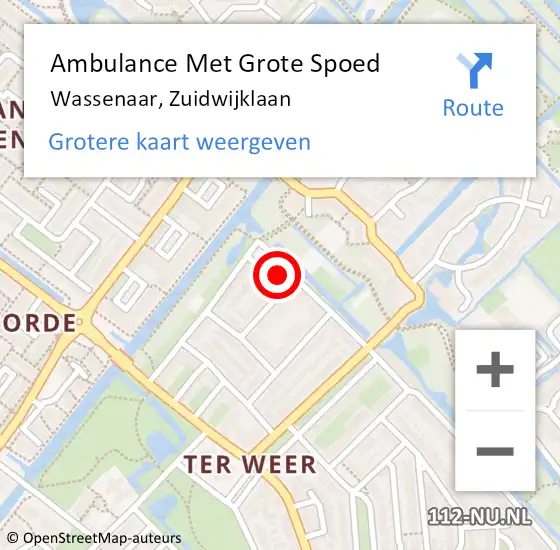 Locatie op kaart van de 112 melding: Ambulance Met Grote Spoed Naar Wassenaar, Zuidwijklaan op 23 januari 2023 08:41