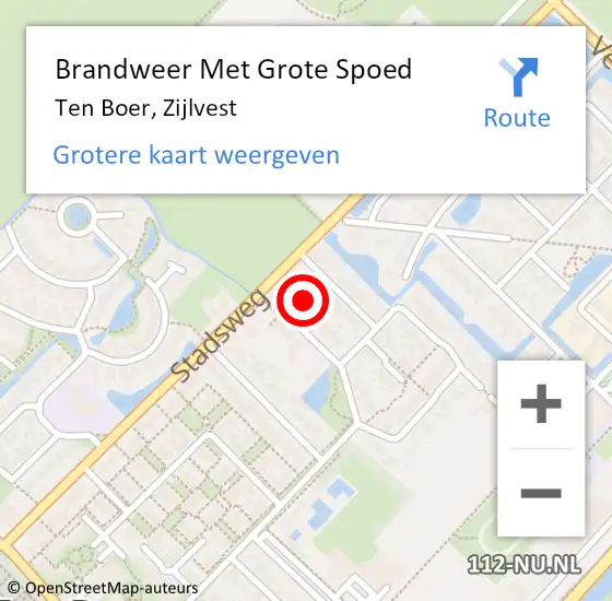 Locatie op kaart van de 112 melding: Brandweer Met Grote Spoed Naar Ten Boer, Zijlvest op 23 januari 2023 08:53