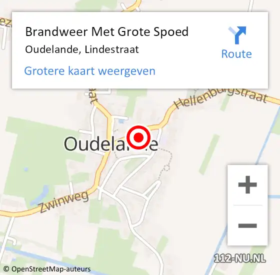 Locatie op kaart van de 112 melding: Brandweer Met Grote Spoed Naar Oudelande, Lindestraat op 23 januari 2023 09:14