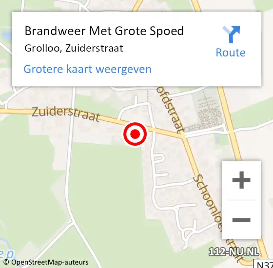 Locatie op kaart van de 112 melding: Brandweer Met Grote Spoed Naar Grolloo, Zuiderstraat op 23 januari 2023 09:23