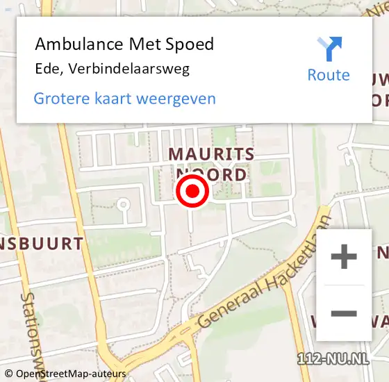 Locatie op kaart van de 112 melding: Ambulance Met Spoed Naar Ede, Verbindelaarsweg op 23 januari 2023 09:40