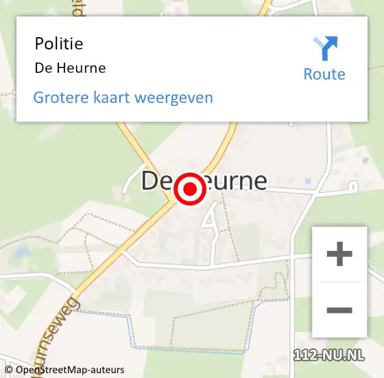 Locatie op kaart van de 112 melding: Politie De Heurne op 13 augustus 2014 08:20