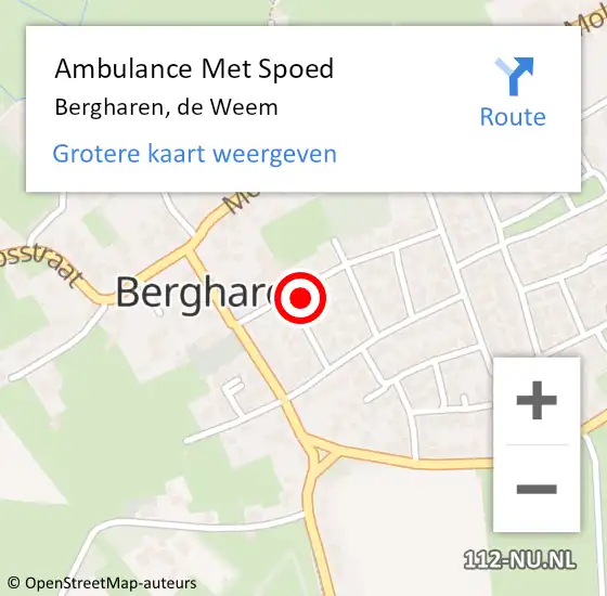 Locatie op kaart van de 112 melding: Ambulance Met Spoed Naar Bergharen, de Weem op 23 januari 2023 09:56