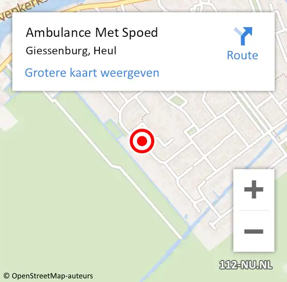 Locatie op kaart van de 112 melding: Ambulance Met Spoed Naar Giessenburg, Heul op 23 januari 2023 10:01