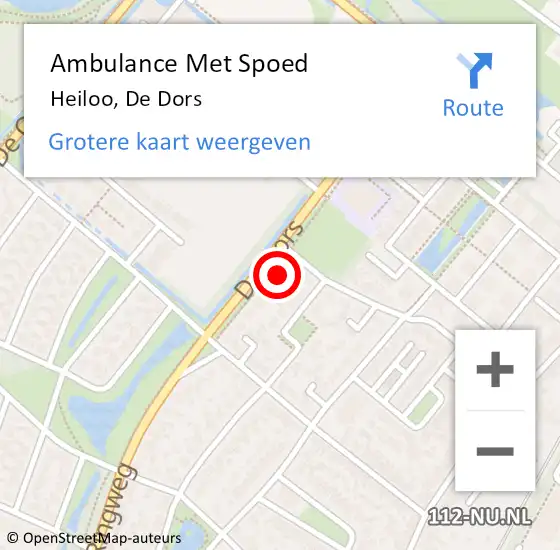 Locatie op kaart van de 112 melding: Ambulance Met Spoed Naar Heiloo, De Dors op 23 januari 2023 10:05