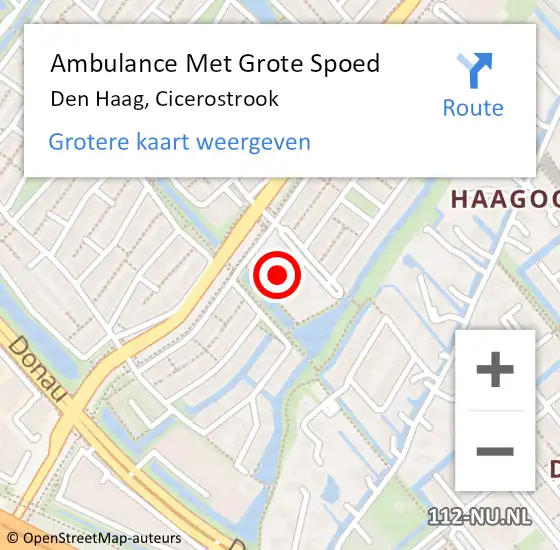 Locatie op kaart van de 112 melding: Ambulance Met Grote Spoed Naar Den Haag, Cicerostrook op 23 januari 2023 10:55