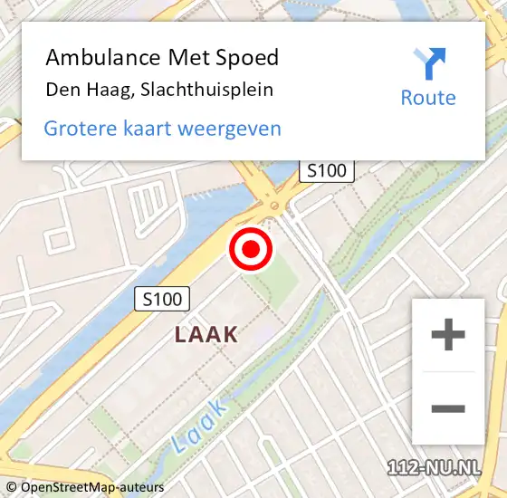 Locatie op kaart van de 112 melding: Ambulance Met Spoed Naar Den Haag, Slachthuisplein op 23 januari 2023 10:55