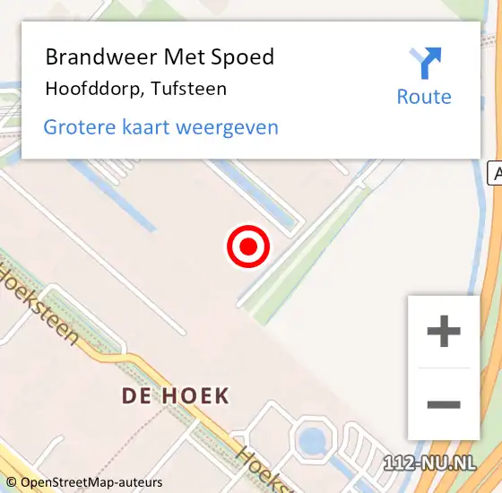 Locatie op kaart van de 112 melding: Brandweer Met Spoed Naar Hoofddorp, Tufsteen op 23 januari 2023 11:12