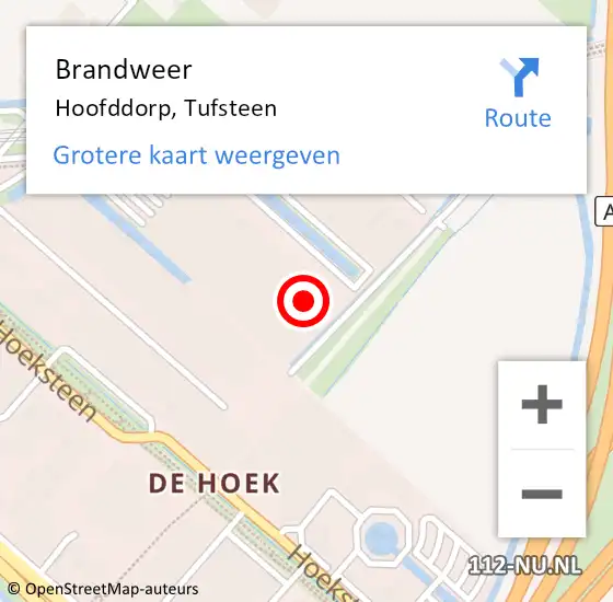 Locatie op kaart van de 112 melding: Brandweer Hoofddorp, Tufsteen op 23 januari 2023 11:13