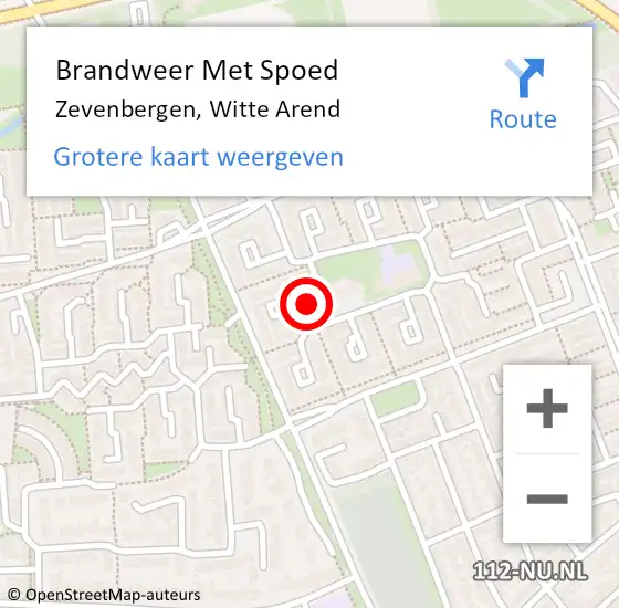 Locatie op kaart van de 112 melding: Brandweer Met Spoed Naar Zevenbergen, Witte Arend op 23 januari 2023 11:26