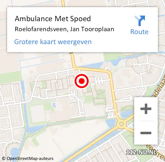 Locatie op kaart van de 112 melding: Ambulance Met Spoed Naar Roelofarendsveen, Jan Tooroplaan op 23 januari 2023 11:50