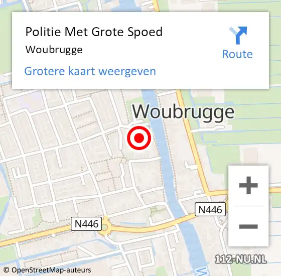 Locatie op kaart van de 112 melding: Politie Met Grote Spoed Naar Woubrugge op 23 januari 2023 11:56