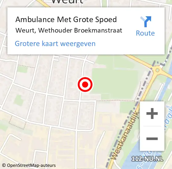 Locatie op kaart van de 112 melding: Ambulance Met Grote Spoed Naar Weurt, Wethouder Broekmanstraat op 23 januari 2023 11:57