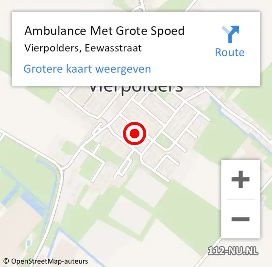 Locatie op kaart van de 112 melding: Ambulance Met Grote Spoed Naar Vierpolders, Eewasstraat op 23 januari 2023 12:27