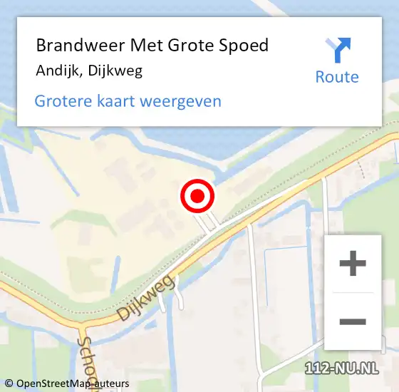 Locatie op kaart van de 112 melding: Brandweer Met Grote Spoed Naar Andijk, Dijkweg op 13 augustus 2014 08:43