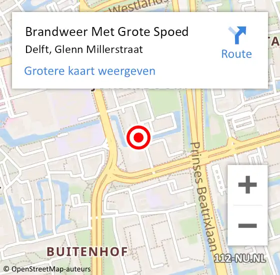 Locatie op kaart van de 112 melding: Brandweer Met Grote Spoed Naar Delft, Glenn Millerstraat op 23 januari 2023 12:46