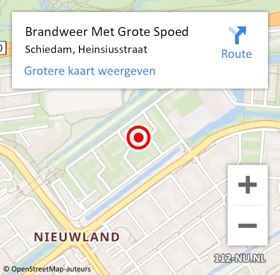 Locatie op kaart van de 112 melding: Brandweer Met Grote Spoed Naar Schiedam, Heinsiusstraat op 23 januari 2023 12:51