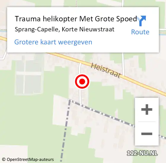 Locatie op kaart van de 112 melding: Trauma helikopter Met Grote Spoed Naar Sprang-Capelle, Korte Nieuwstraat op 23 januari 2023 12:58