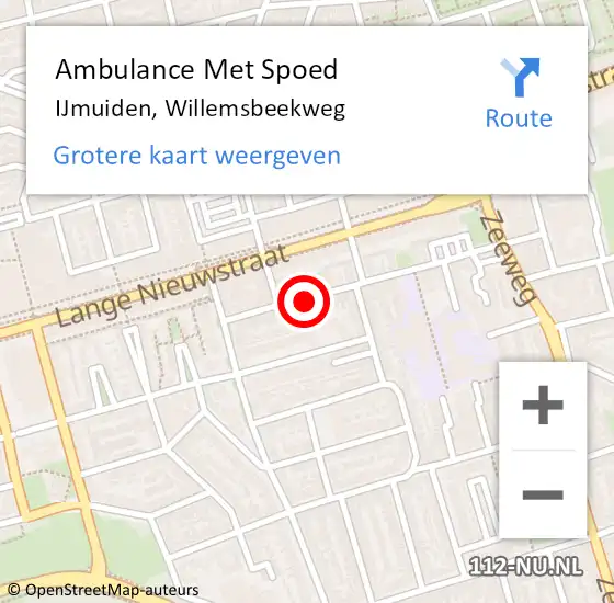 Locatie op kaart van de 112 melding: Ambulance Met Spoed Naar IJmuiden, Willemsbeekweg op 23 januari 2023 13:03