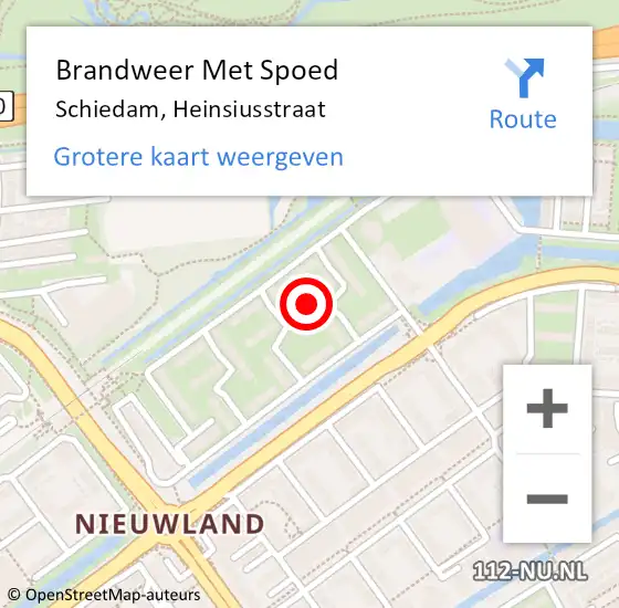 Locatie op kaart van de 112 melding: Brandweer Met Spoed Naar Schiedam, Heinsiusstraat op 23 januari 2023 13:03