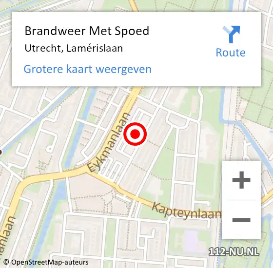 Locatie op kaart van de 112 melding: Brandweer Met Spoed Naar Utrecht, Lamérislaan op 23 januari 2023 13:22