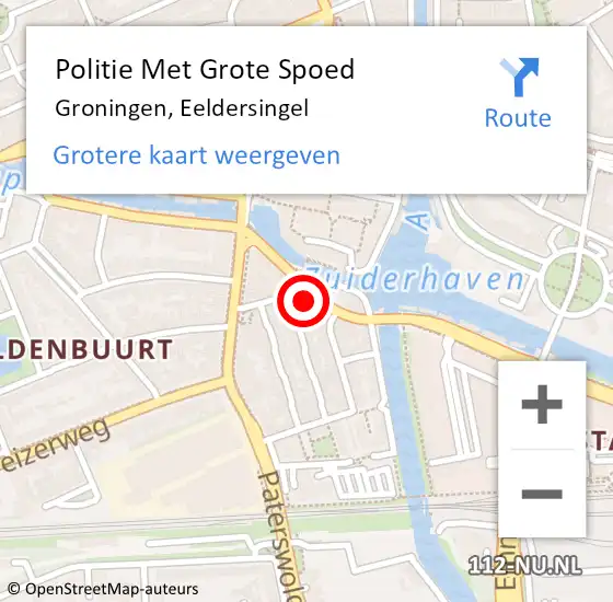 Locatie op kaart van de 112 melding: Politie Met Grote Spoed Naar Groningen, Eeldersingel op 23 januari 2023 13:38