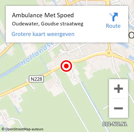 Locatie op kaart van de 112 melding: Ambulance Met Spoed Naar Oudewater, Goudse straatweg op 23 januari 2023 13:45