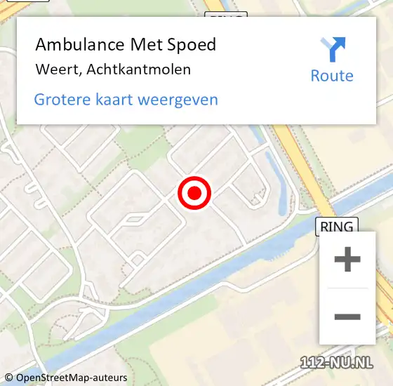 Locatie op kaart van de 112 melding: Ambulance Met Spoed Naar Weert, Achtkantmolen op 23 januari 2023 14:00