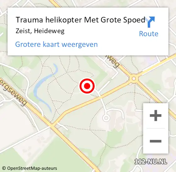 Locatie op kaart van de 112 melding: Trauma helikopter Met Grote Spoed Naar Zeist, Heideweg op 23 januari 2023 14:24